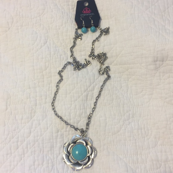 Paparazzi Turquoise Long Necklace Set 